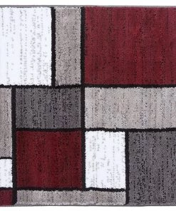 WRG All Area Rugs And Runners Modern Box Red Gray White Area Rug