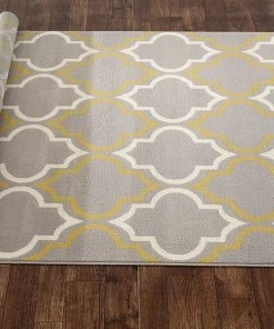 WRG Trellis Gray/Grey Yellow Area Rug