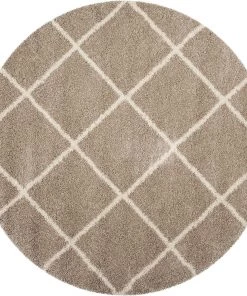 FAS Diamond Trellis Beige/Ivory Soft Plush Shag Area Rug 2-inch Thick All Area Rugs And Runners