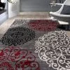WRG Floral Gray White Red Area Rugs