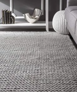 WW Handmade Braided Wool Grey Area Rug All Area Rugs And Runners