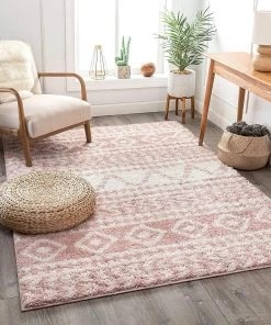 Well Woven All Area Rugs And Runners Tribal Diamond Stripes Pink Soft Shag Area Rug