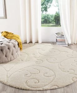 FAS All Area Rugs And Runners Premium Swirl Thick Plush Cream/Cream Area Shag Rug