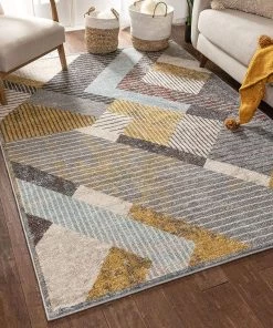 Well Woven Jacey Grey Modern Geometric Boxes & Shapes Pattern Area Rug
