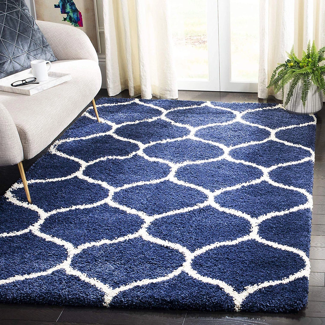 FAS All Area Rugs And Runners Moroccan Pattern Navy Ivory Plush Shag Area Rug 1 FAS All Area Rugs And Runners Moroccan Pattern Navy Ivory Plush Shag Area Rug