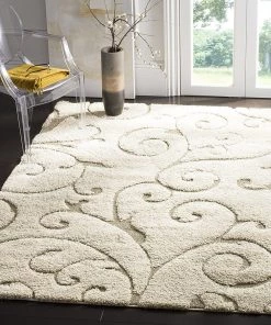 FAS Premium Swirl Thick Plush Cream Beige Shag Rug