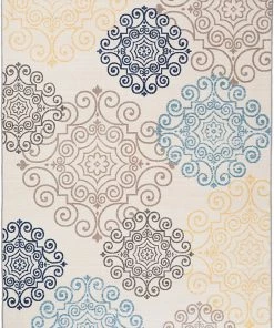 WRG Cream Floral Area Rug Non-Slip/ No Skid