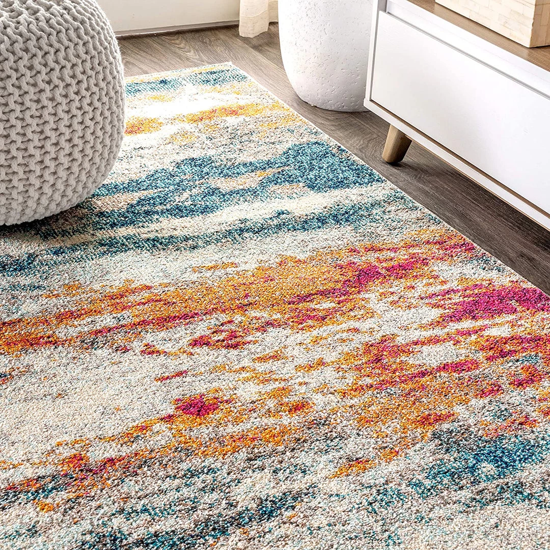 Jonathan All Area Rugs And Runners Contemporary Modern Abstract Brushstroke Cream/Blue Rug 7 Jonathan All Area Rugs And Runners Contemporary Modern Abstract Brushstroke Cream/Blue Rug