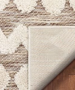 Varda Grey Tribal Cenar Beige Flat-Weave Hi-Low Pile Diamond Moroccan Tribal Area Rug