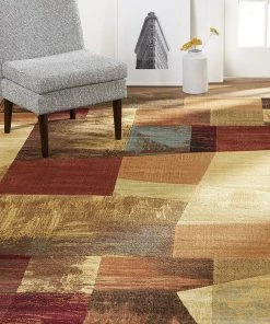FAS All Area Rugs And Runners Contemporary Geometric Brown Beige Orange Soft Area Rugs