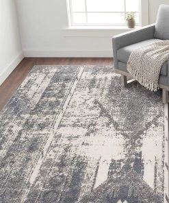 WRG Distressed Ivory Gray Soft Area Rug