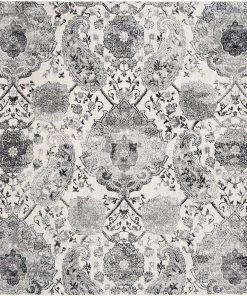 FAS Floral Cream/ Silver Soft Area Rugs