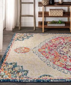 JONATHAN Y Bedroom Kitchen Living Room Indoor Soft Area-Rug Cream/Orange