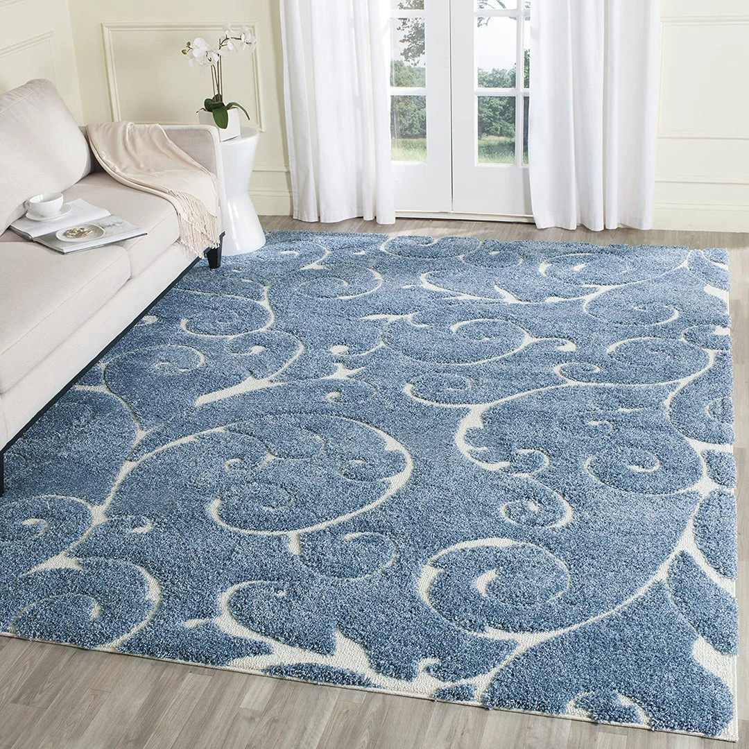 FAS Premium Swirl Thick Plush Light Blue/cream Area Shag Rug 11 FAS Premium Swirl Thick Plush Light Blue/cream Area Shag Rug