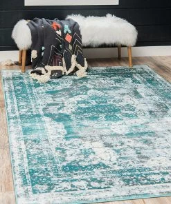 UL Vintage Distressed Turquoise Blue Area Rugs All Area Rugs And Runners