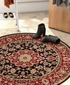 Ww Kashan Medallion Black Traditional Soft Area Rug All Area Rugs And Runners