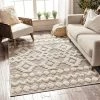 Varda Grey Tribal Cenar Beige Flat-Weave Hi-Low Pile Diamond Moroccan Tribal Area Rug