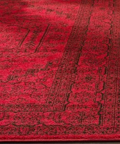FAS All Area Rugs And Runners Oriental Vintage Distressed Medallion Red/Black Soft Area Rug