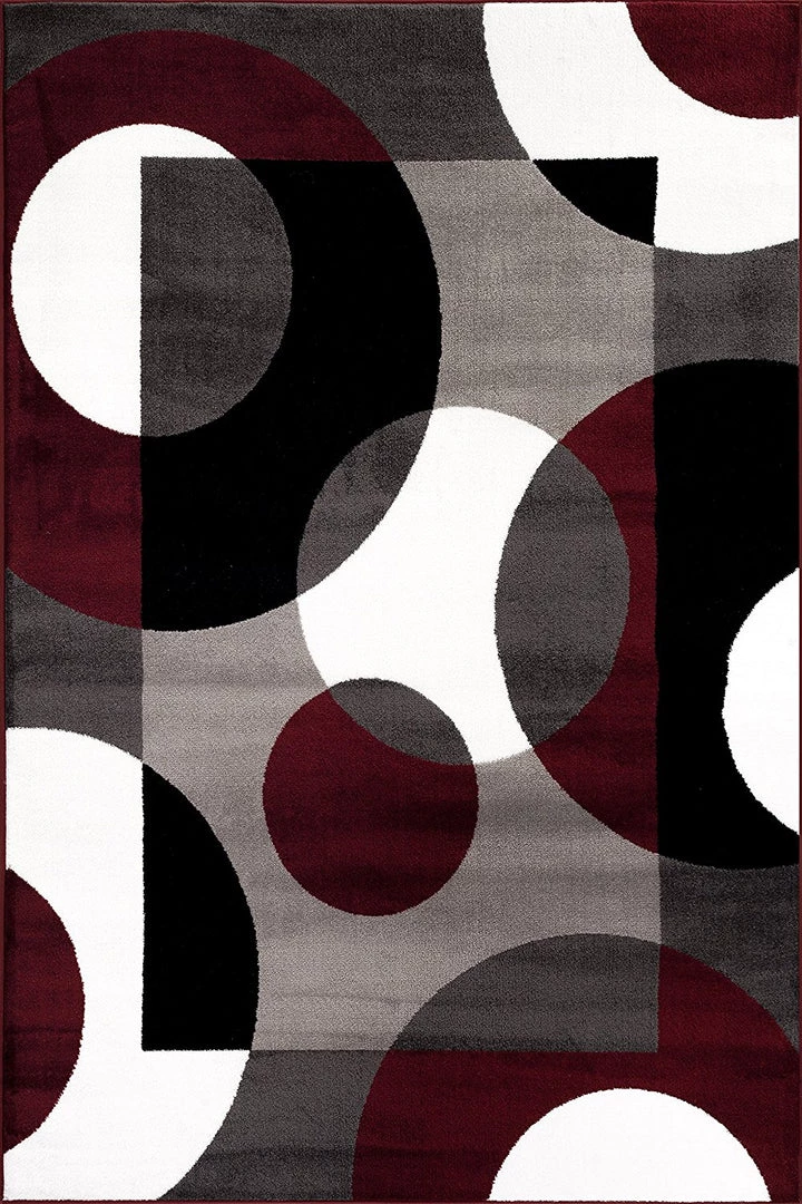 WRG All Area Rugs And Runners Circle Gray/Grey Burgundy Area Rug 2 WRG All Area Rugs And Runners Circle Gray/Grey Burgundy Area Rug