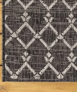 Modern Rugs And Decor Moroccan Geometric Textured Weave Indoor/Outdoor Black/Gray Area Rug 16 Modern Rugs And Decor Moroccan Geometric Textured Weave Indoor/Outdoor Black/Gray Area Rug