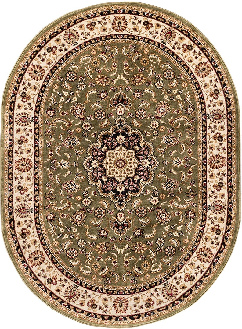 Ww Kashan Medallion Green Traditional Soft Area Rug 10 Ww Kashan Medallion Green Traditional Soft Area Rug