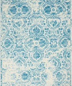 NOUR Jubilant Vintage Damask Blue Area Rug All Area Rugs And Runners