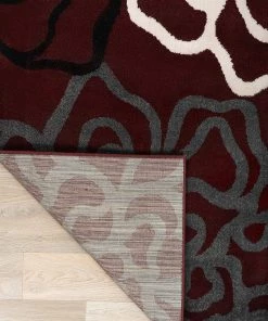 WRG Floral Gray/Grey Burgundy White Area Rug