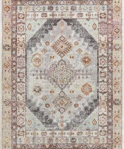 Well Woven Vera Vintage Grey Tribal Diamond Medallion Pattern Area Rug