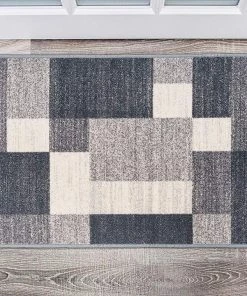 WRG Box Pattern Gray/Grey Area Rug Non-Slip Non Skid