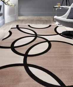 SUP Contemporary Abstract Circles Soft Beige Area Rug All Area Rugs And Runners