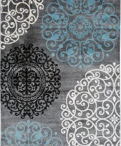 WRG Gray Blue Large Floral Area Rug All Area Rugs And Runners