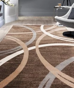WRG Contemporary Circles Pattern Brown Beige Soft Area Rugs