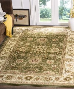 Safavieh Lyndhurst Collection Traditional Oriental Non-Shedding Stain Resistant Living Room Bedroom Soft Area Rug Sage / Ivory