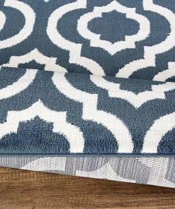 DD All Area Rugs And Runners Trellis Design Teal/Ivory Area Rugs