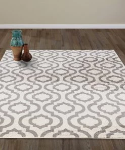 DD Trellis Design Ivory/Gray Area Rugs