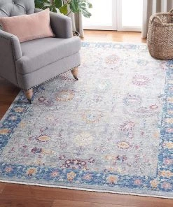 Safavieh Illusion Collection ILL703F Vintage Distressed Viscose Area Rug, Rose / Cream All Area Rugs And Runners