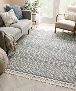 Well Woven All Area Rugs And Runners Ventova Denim Blue Tribal Geometric Area Rug