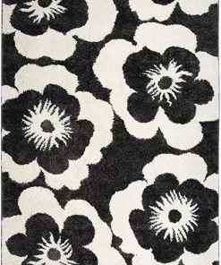 WRG All Area Rugs And Runners Floral Dark Gray Ivory Soft Shag Area Rug