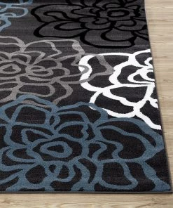 WRG Floral Gray Blue Area Rug