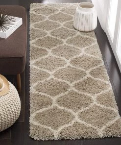 FAS Moroccan Pattern Beige Ivory Plush Shag Area Rug All Area Rugs And Runners