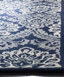 Modern Rugs And Decor Handmade Premium Wool Area Rug, Navy / Ivory All Area Rugs And Runners