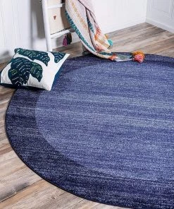 FAS Contemporary Bordered Soft Navy Blue Area Rug