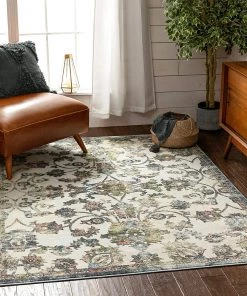Unique Loom Atlas Blue Distressed Floral Oriental Pattern Area Rug All Area Rugs And Runners