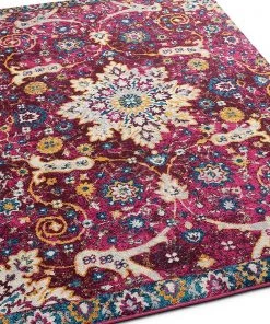 WW Purple Vintage Floral Medallion Area Rugs And Runners