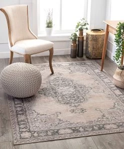 Modern Rugs And Decor All Area Rugs And Runners Mareva Machine Washable Beige Vintage Oriental Medallion Area Rug