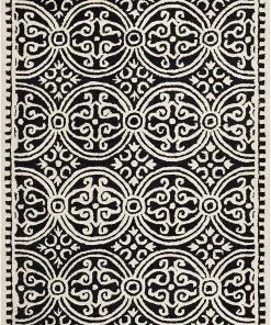 FAS All Area Rugs And Runners Handcrafted Geometric Black Ivory Premium Wool Soft Area Rug