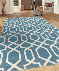 Free Std. Shipping 4-6 Days Blue White Trellis Area Rug All Area Rugs And Runners