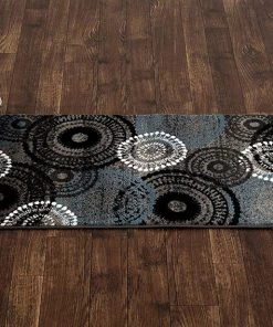 WRG Contemporary Circles Gray/Grey Blue White Black Area Rug 15 WRG Contemporary Circles Gray/Grey Blue White Black Area Rug