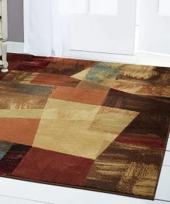 FAS All Area Rugs And Runners Contemporary Geometric Brown Beige Orange Soft Area Rugs