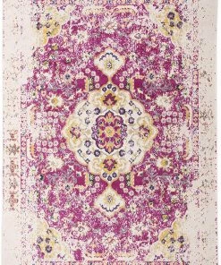 WRG All Area Rugs And Runners Vintage Medallion Floral Ivory Pink Soft Area Rug